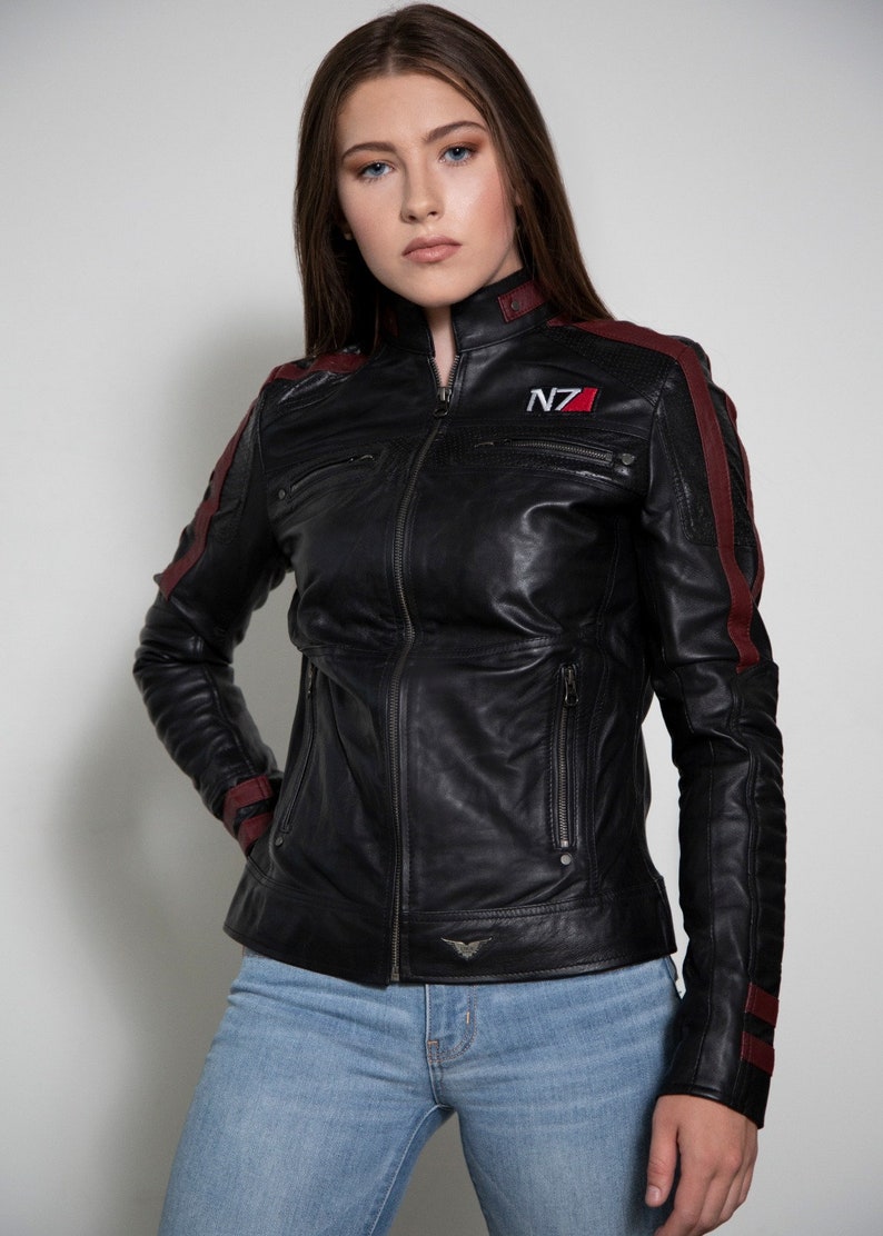 Womens Commander Shepard Mass Effect N7 Leather Jacket | Etsy