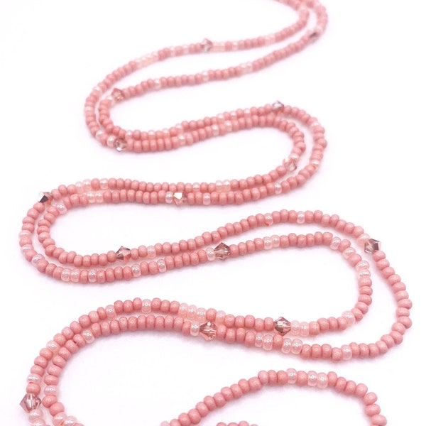 Dusty Rose Waist Beads, Rose Pink Accented waist beads, Handmade Waist Beads