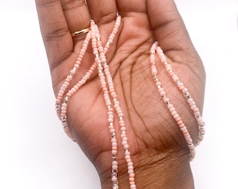 Dusty Rose & Champagne Pink Waist Beads, Handmade Waist Beads