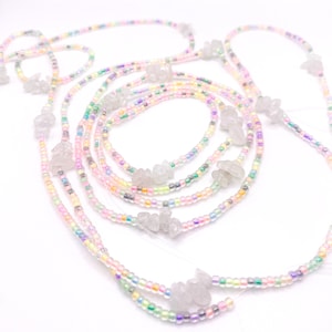 Glow in the Dark Waist Beads, Moonstone Gem Accented Waist Beads, Handmade Waist Beads