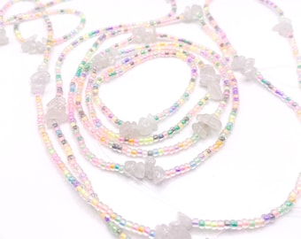 Glow in the Dark Waist Beads: Moonstone Accent, Handmade