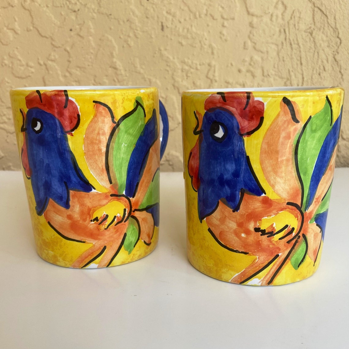 Yellow Rooster Coffee Mugs Etsy