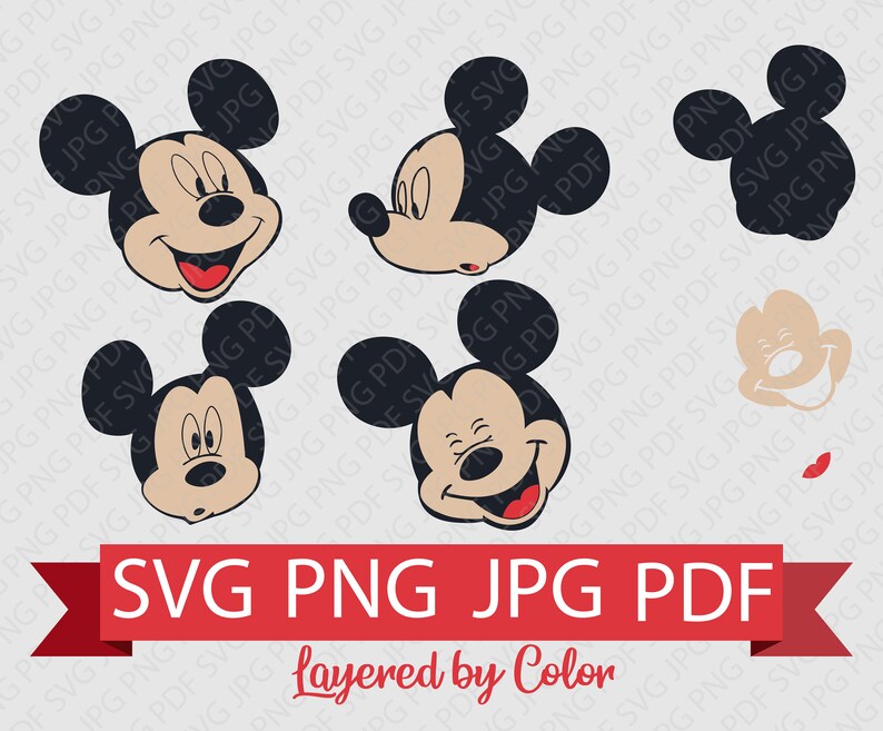Download Mickey Face Bundle Layered Svg Jpg Png Pdf Vector Vinyl | Etsy
