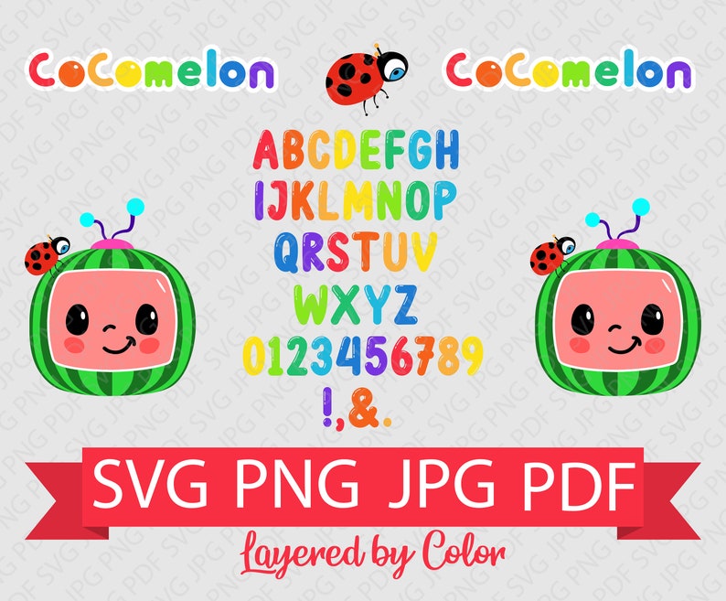 Download Cocomelon Logo Alphabet Bundle Text Letters Layered Svg | Etsy