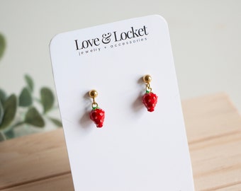 Strawberry Stud Earrings | Little Strawberry Studs