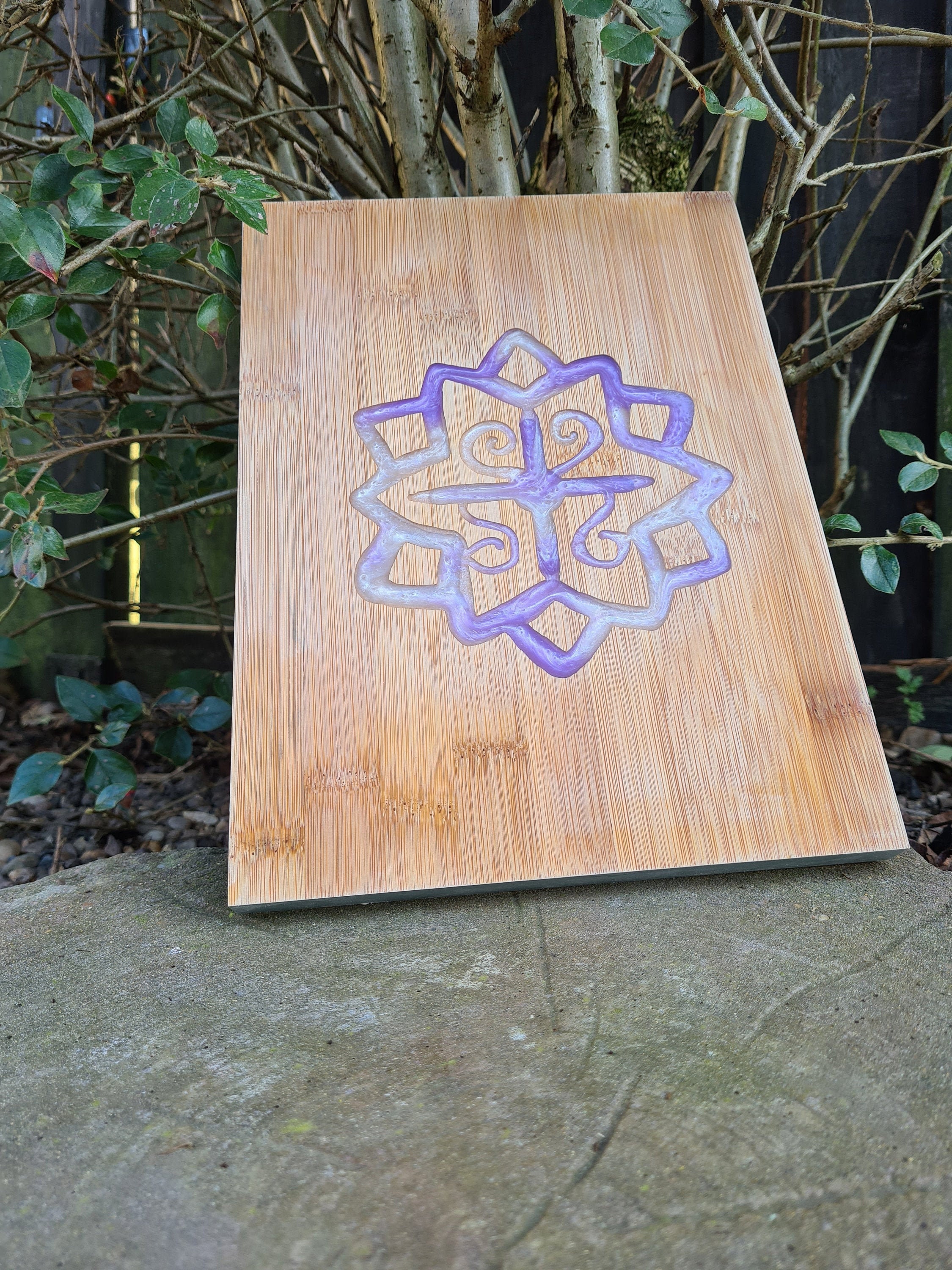Mandala Chopping Board Bamboo Cutting Board Flower of Life Etsy