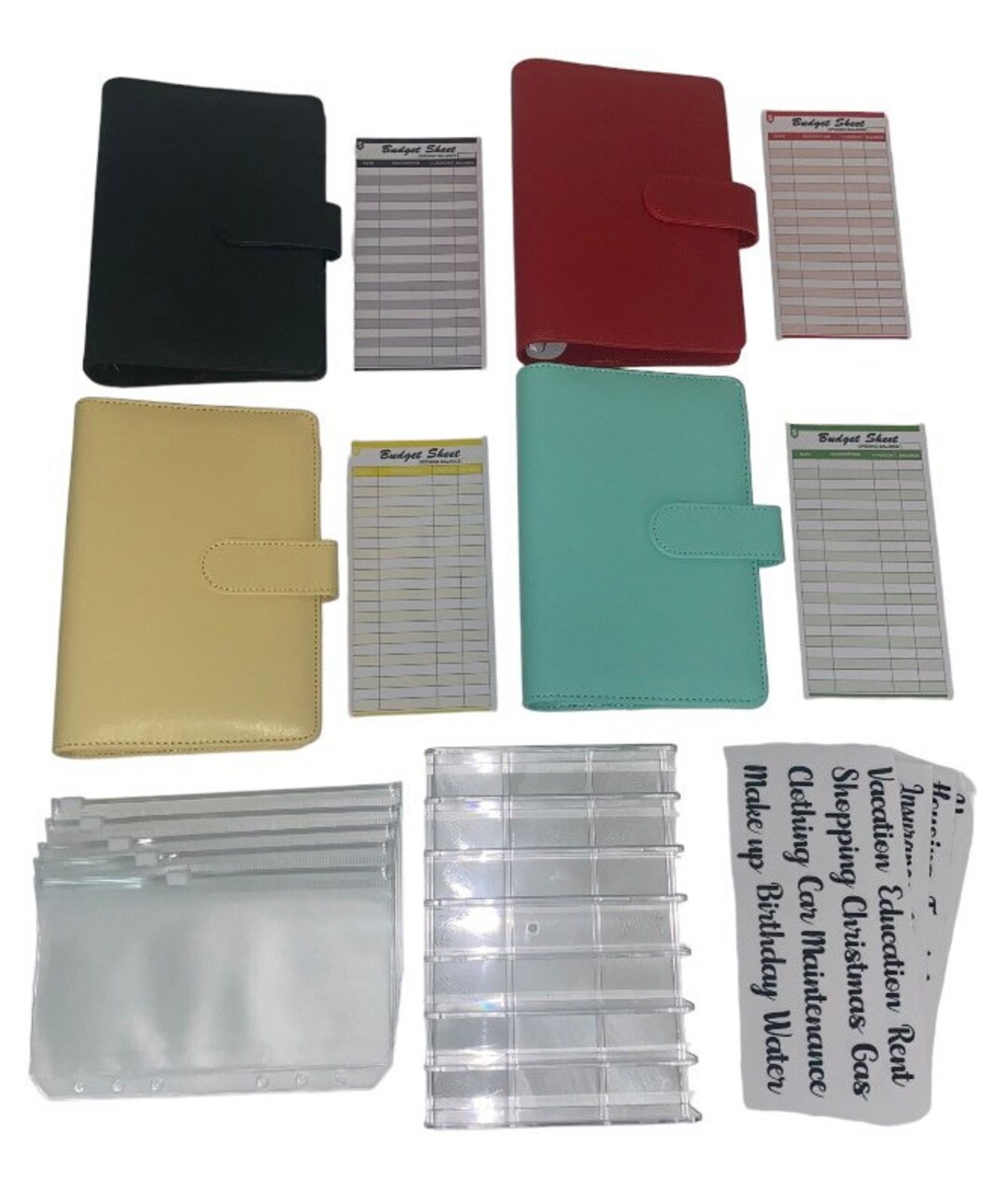 Budget Binder Kit (A6 Binder) 4 Colors, 20 Budget Sheets, Envelopes ...