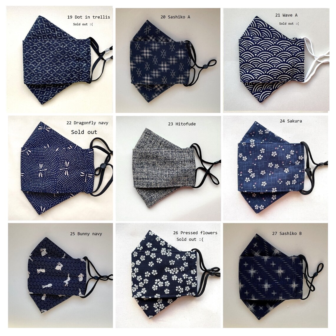 Face mask Japanese print origami 3D nonslip comfy breathable Etsy