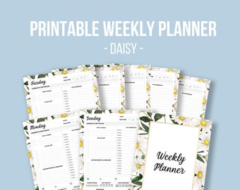 Printable Weekly Planner - Daisy, Weekly Organizer, Weekly Schedule, Printable Planner *DIGITAL DOWNLOAD*