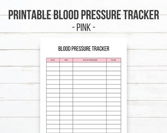 Blood Pressure Tracker Printable | INSTANT DOWNLOAD