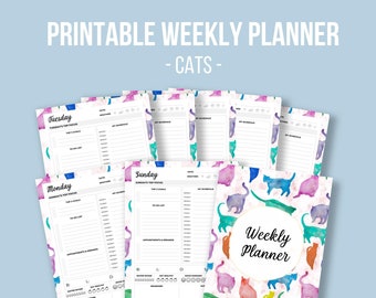 Printable Cats Weekly Planner - Weekly Organizer, Weekly Schedule, Printable Planner *DIGITAL DOWNLOAD*