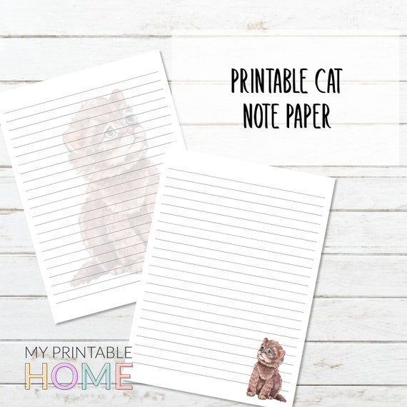 Printable Cat Note Paper Printable Cat Stationary INSTANT - Etsy Israel