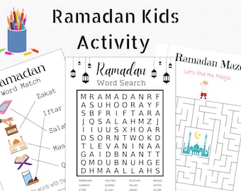Ramadan druckbare Aktivität für Kinder, 3er Set