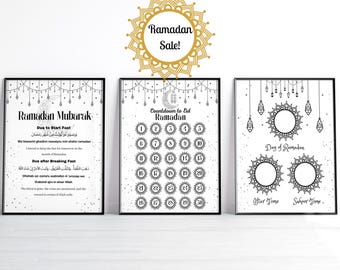 Ramadan Calendar 3-Set: Fasting Dua, Iftar Time Tracker (Digital Download)
