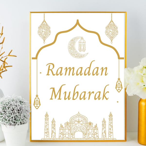 Ramadan Mubarak Sign, Ramadan Decoration, Ramadan Decor, Eid gift, Ramadan Gift, Ramadan banner Printable