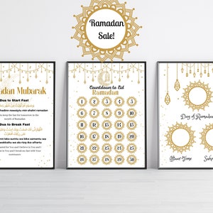 Ramadan 3 set fasting dua calendar & iftar time, Ramadan Decoration, Ramadan Decor, Eid gift, Ramadan Gift, Ramadan Printable