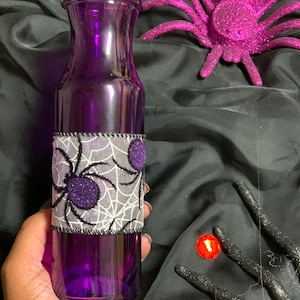 Purple Halloween Vase with Spiders