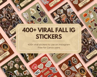 Fall Instagram Stickers | 400+ Cozy Aesthetic Graphics (Canva Template)