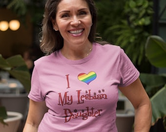 Ik hou van mijn lesbische dochter Unisex T-shirt met korte mouwen