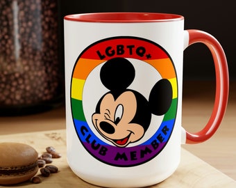 LGBTQ+ Mouse Club Two-Tone Coffee Mugs, 15oz