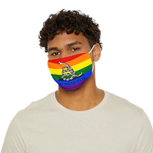 Don&#39;t Tread on Me Rainbow Pride Snug-Fit Face Mask, LGBTQ+ Mask, Festival Gear, Unisex Face Covering, Protest Gear