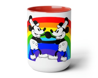 Steamboat Willie and his Buddy Dancing with Pride Two-Tone Coffee Mugs, 15oz