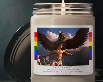 Ganymede and Zeus Scented Soy Candle - Ancient Greek Gay Mythology, 9oz