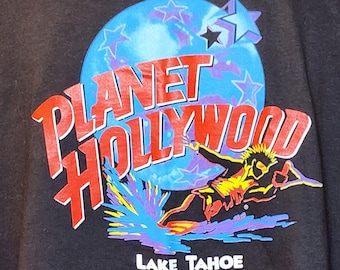 Planet Hollywood Lake Tahoe T-Shirt XL Vintage 90s Black Water Ski Made in USA