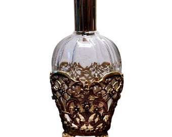 MUSI Vintage Gold Filigree Perfume Bottle – Hollywood Regency Vanity Piece