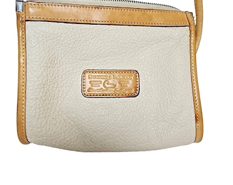 Dooney & Bourke Crossbody  Vintage 80s USA  Tan Ivory Leather Small Bag
