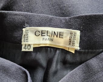 Celine Black Skirt 8 US / 40 FR – 1990s Vintage, Pleated Accents, Zip Closure