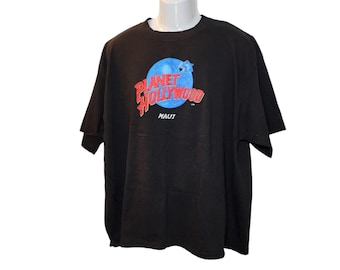 Planet Hollywood Maui T-Shirt XXL Vintage 90s Black Hawaii Globe Made in USA