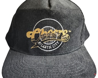 Vintage Cheers Atlantic City Corduroy Snapback Hat TV Show Licensed 90s Black
