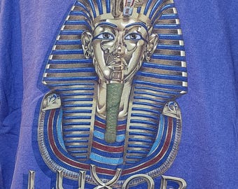 Luxor Las Vegas T-Shirt 2XL Vintage 90s Pyramid Creations King Tut Blue Cotton