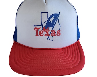 Vintage 80s Texas Flag Trucker Snapback NWT Red White Blue Mohr's Souvenir