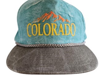 Colorado Mountain Cobra Caps Snapback Tie-Dye Canvas Embroidered Teal Souvenir