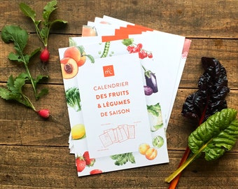 The Seasonal: Perpetual Calendar of Fruits and Vegetables, for the kitchen - Version FICHES PRATQUES