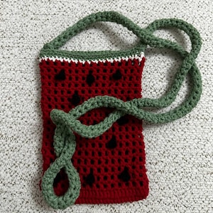 Watermelon Crochet Bag – Summer Fruit Crossbody Purse – Handmade