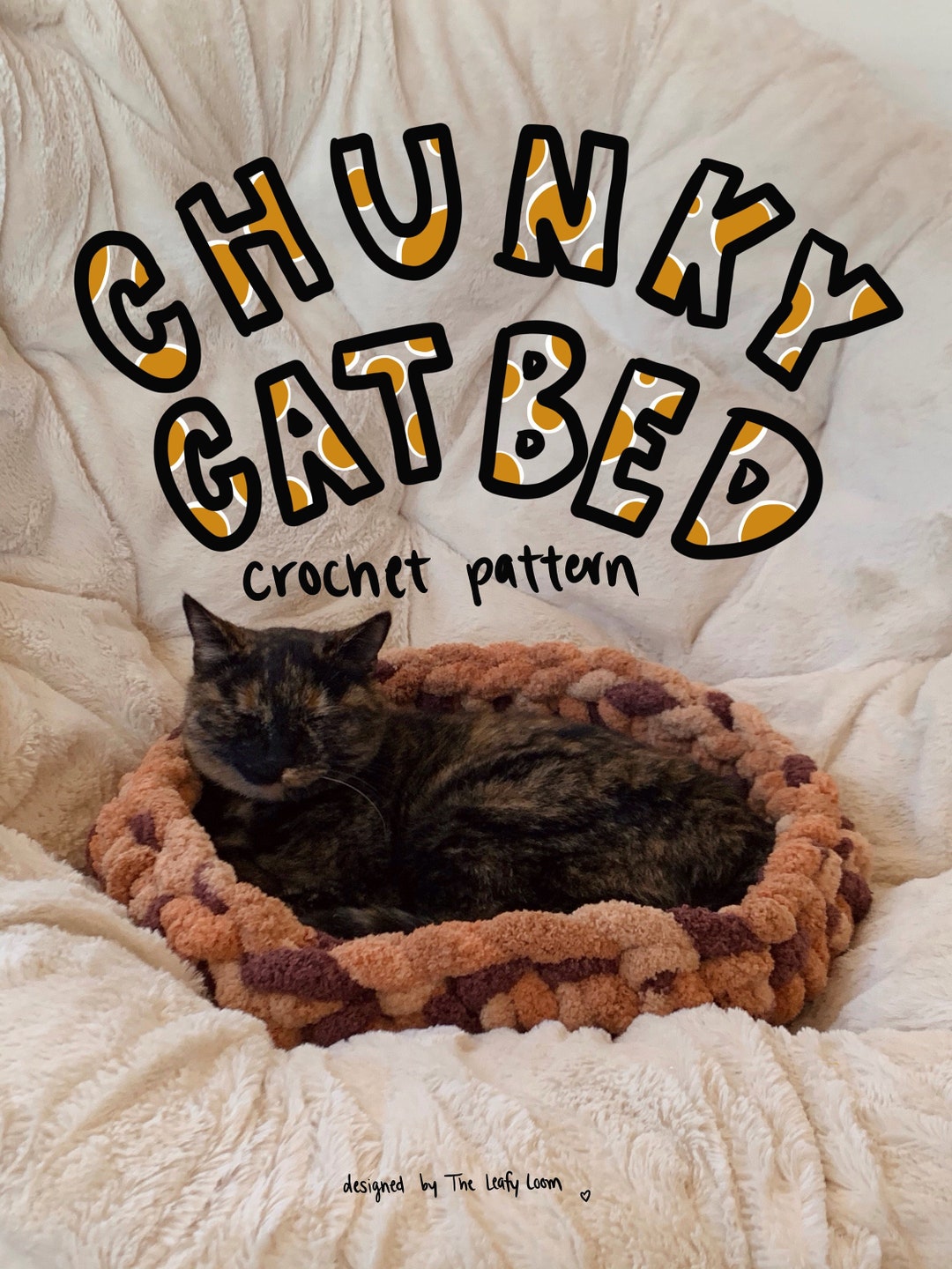 Crochet Pattern Chunky Cat Bed small, Medium, Large Catbed Dogbed