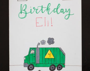 Garbage Truck Birthday Card | Custom Birthday Card | Handmade | Boy's Birthday