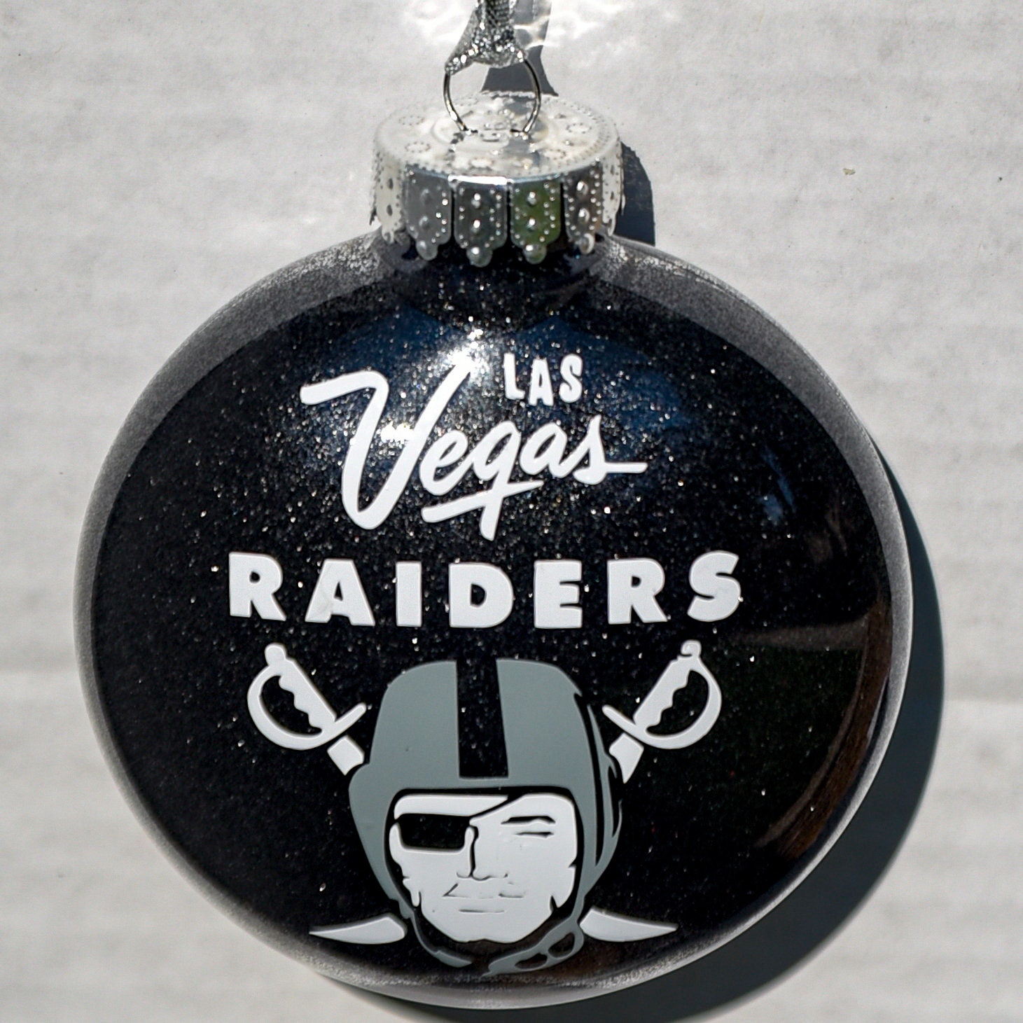 Las Vegas Raiders Glass Christmas Bauble
