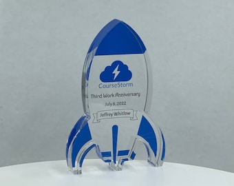 Rocket Trophy / Science Trophy / STEM Award / Tech Gift - Acrylic with Color Prints - Free Customization