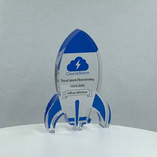 Rocket Trophy / Wissenschaftliche Trophäe / STEM Award / Tech Geschenk - Acryl mit Farbdrucken - Kostenlose Anpassung