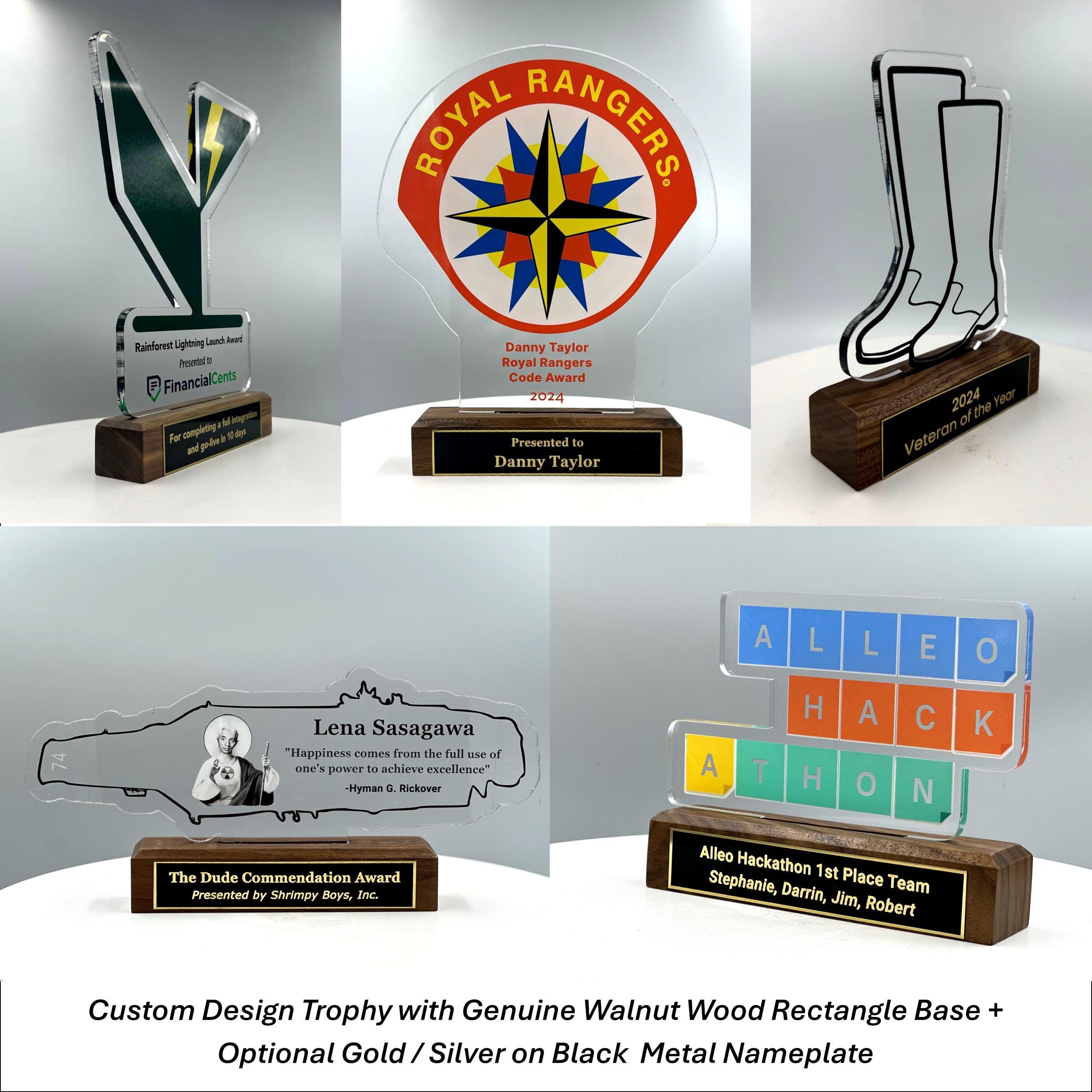 Flag Football Trophy For Kids 10 Pk 6-Pack Acrylic Trophy Plaques - 4 ...