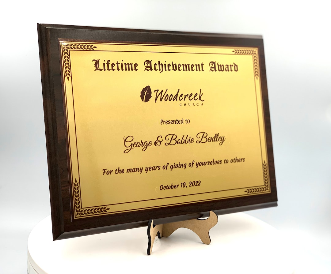 Personalized Trophy Plaque Award Walnut / Cherry Trophy Plaque With