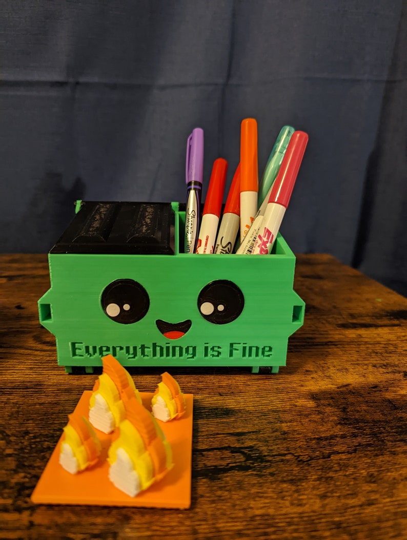 Dumpster pen holder, cute utensil holder, Gift for Christmas, Desk Organizer image 5