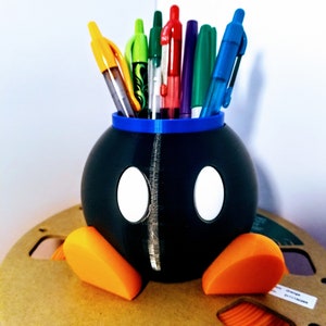 Bob-omb Inspired Pen Holder, Video Game Inspired Desk Organizer, Utensil holder