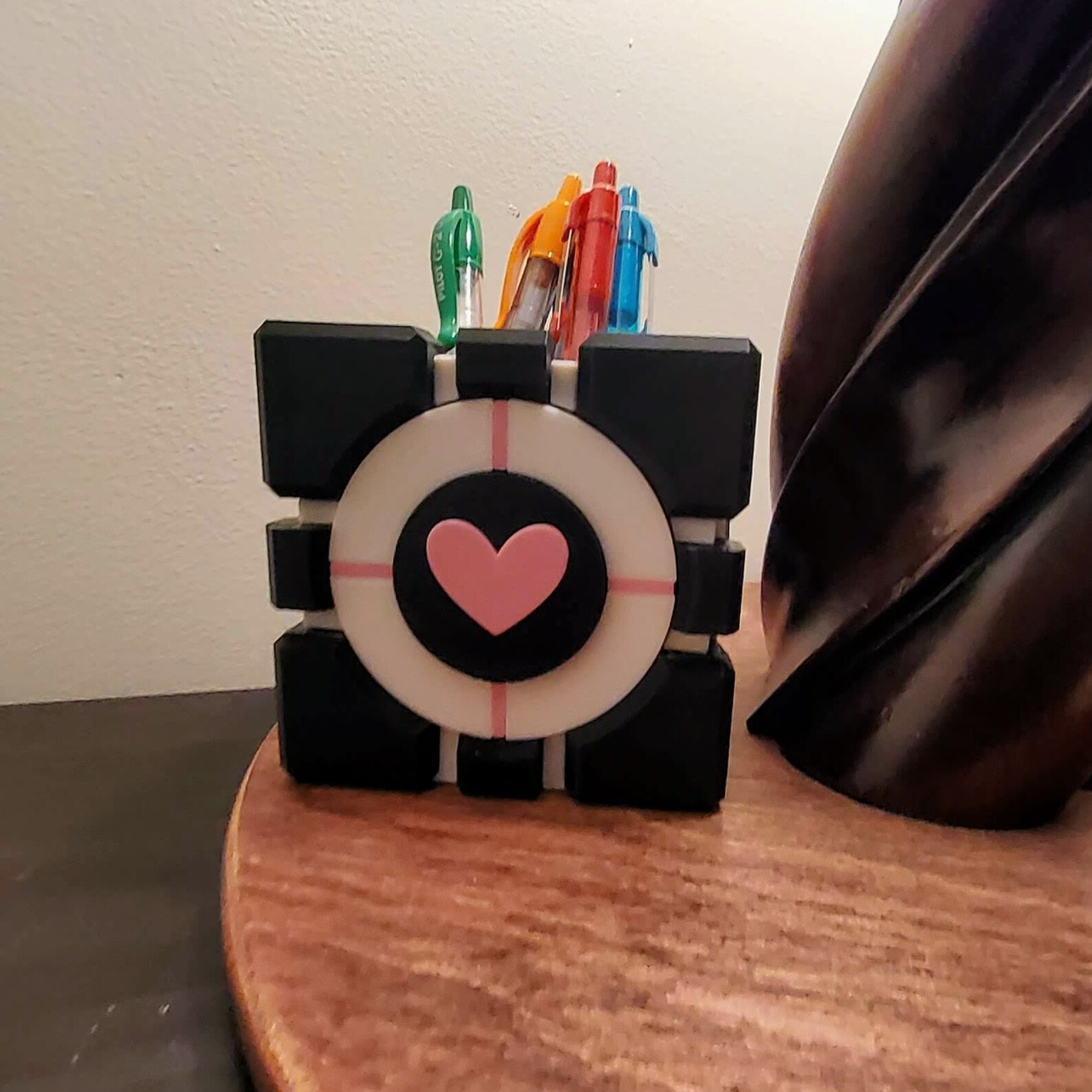 Companion Cube Pen Holder Portal Inspired Utensil Holder Etsy