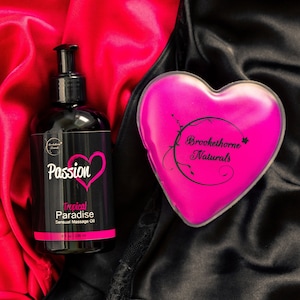 Sensual Massage Oil and Warming Massager for Couples | Romantic Date Night Gift Set | Reusable Massager Warms Instantly | Natural Body Oil.