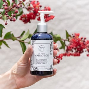 Natural Massage Oil. Unscented, Spa Quality for Massage Therapy or Home Body Massage – Sweet Almond, Jojoba & Grapeseed Oil